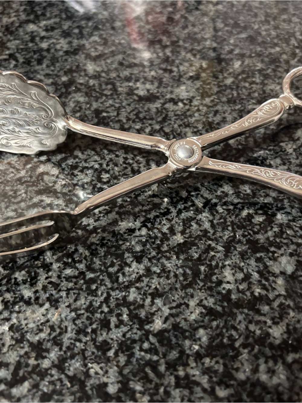 Ornate Silver-Plated Serving Tongs